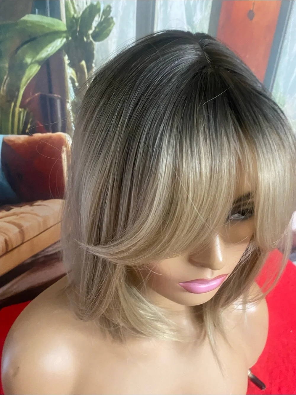 Blonde Layered Bob Wig with Side Bangs - Chic Natural Look